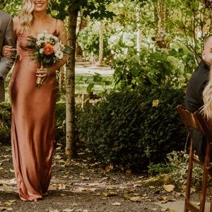 Revelry Bridesmaid Dress - Skye Satin Dress in Desert Rose size 8